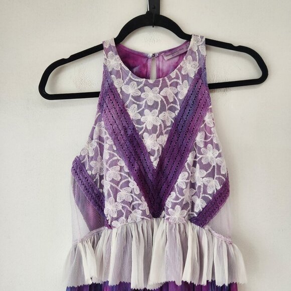 Abercrombie & Fitch Sleeveless Lace Purple Tie-Dye Boho Festival Dress Size S - Picture 3 of 7